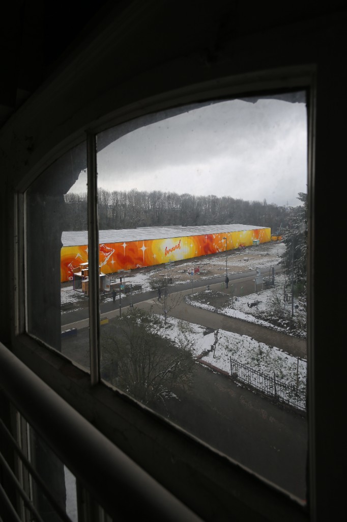 Brandhalle facade intervention at Mirker Bahnhof Utopiastadt in Wuppertal by BRAND Urban Art